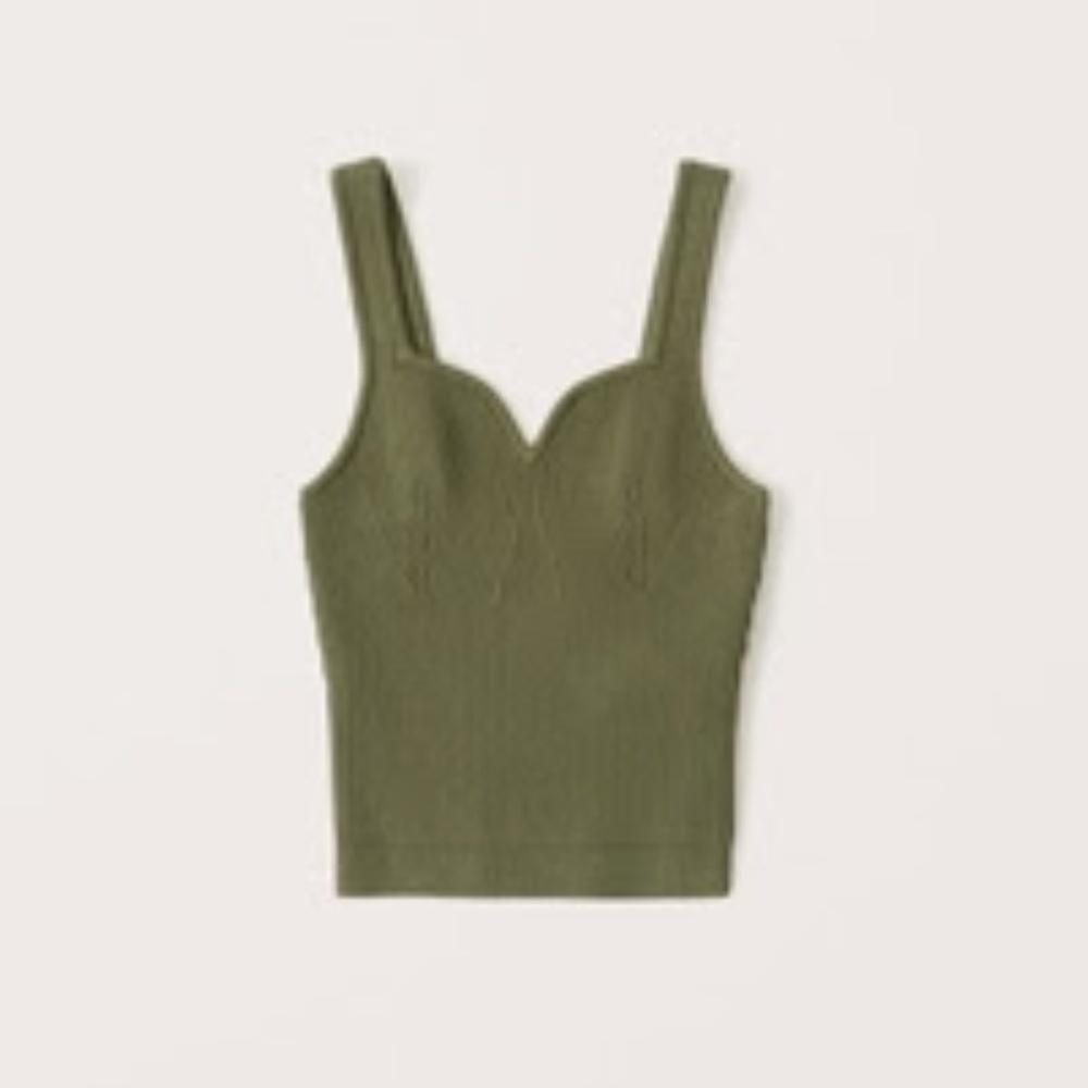 Abercrombie Women's Contour Sweetheart Sweater Tank - Olive Green - Small